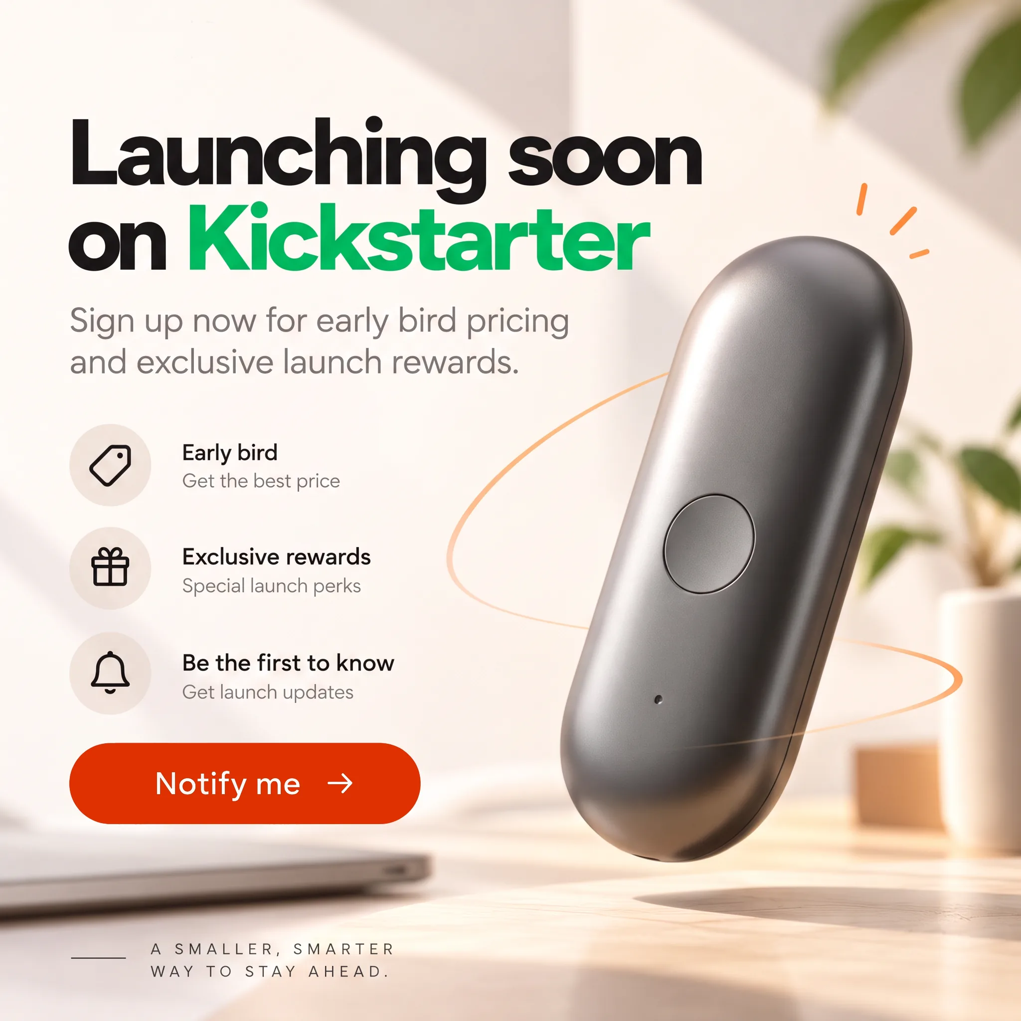 SILO AI "Launching soon on Kickstarter" pre-launch ad with early bird rewards – crowdfunding ad creative